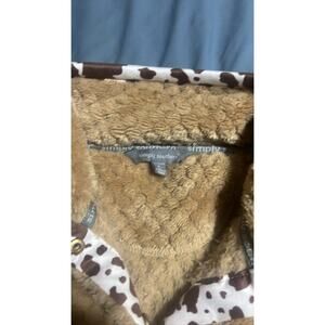 Simply Southern Tan Cow Print Sherpa Fleece Pullover